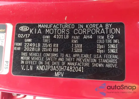 2017 Kia Soul + z USA, uszkodzony, nr VIN KNDJP3A51H7482041